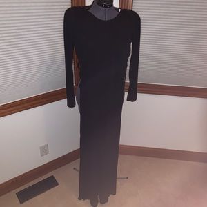 Long-Sleeve Black Knit Dress w/ Cut-Out Sides L